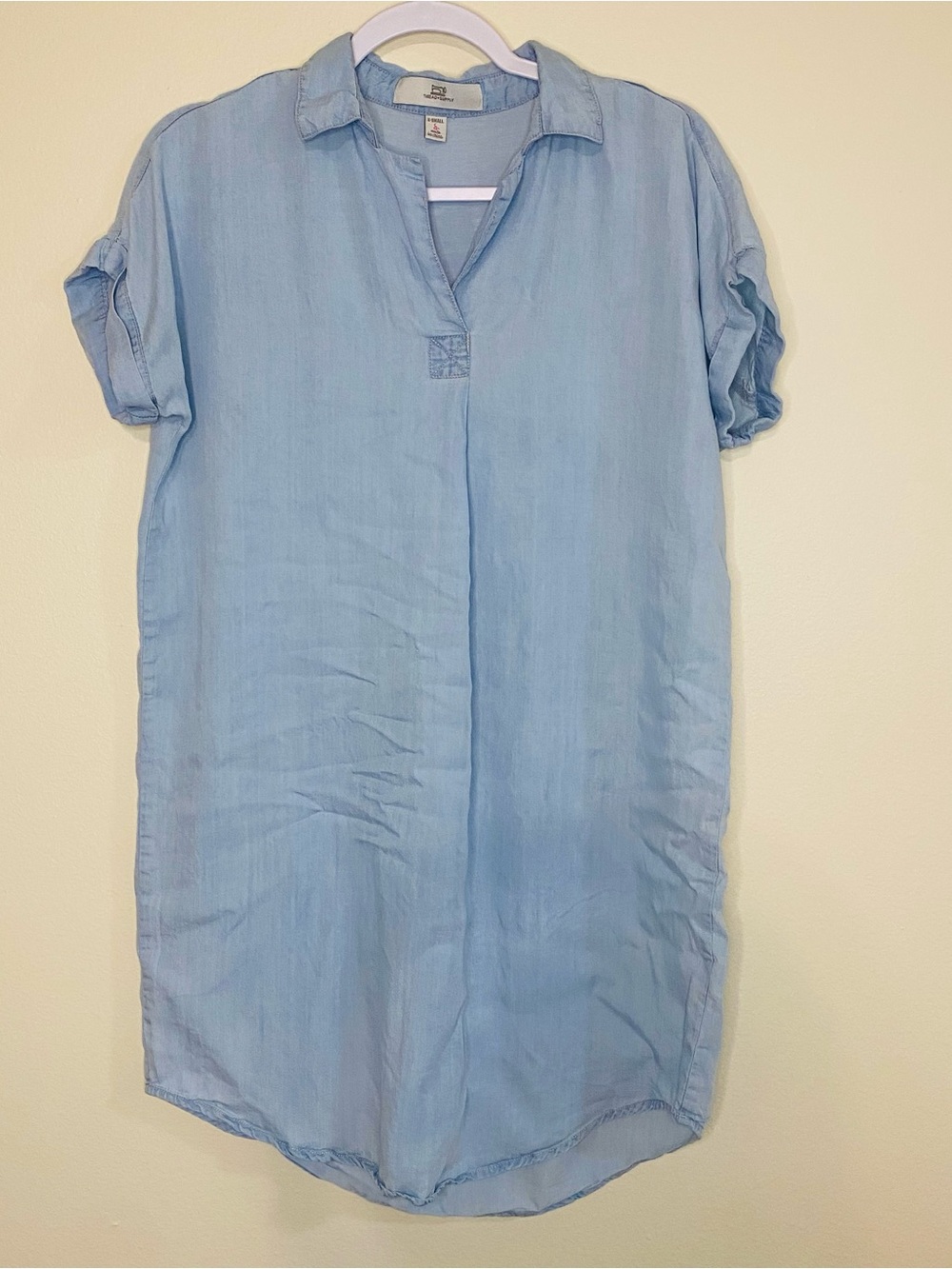 Thread & Supply LightBlue Linen Blend Shirt Dress X-Small